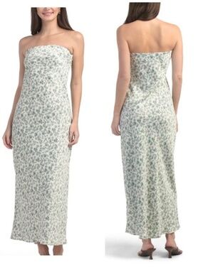 NWT House of Harlow 1960. white/forest green floral sheath maxi dress size M